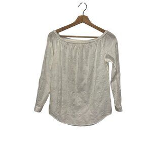Rag & Bone White Off-Shoulder Cotton Pullover Long Sleeve Blouse Women's Size XS
